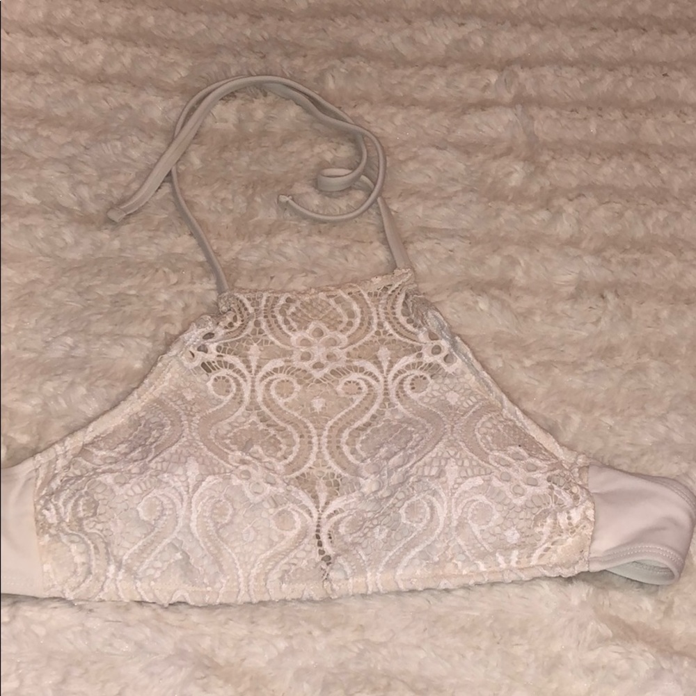 super cute white highneck bikini top